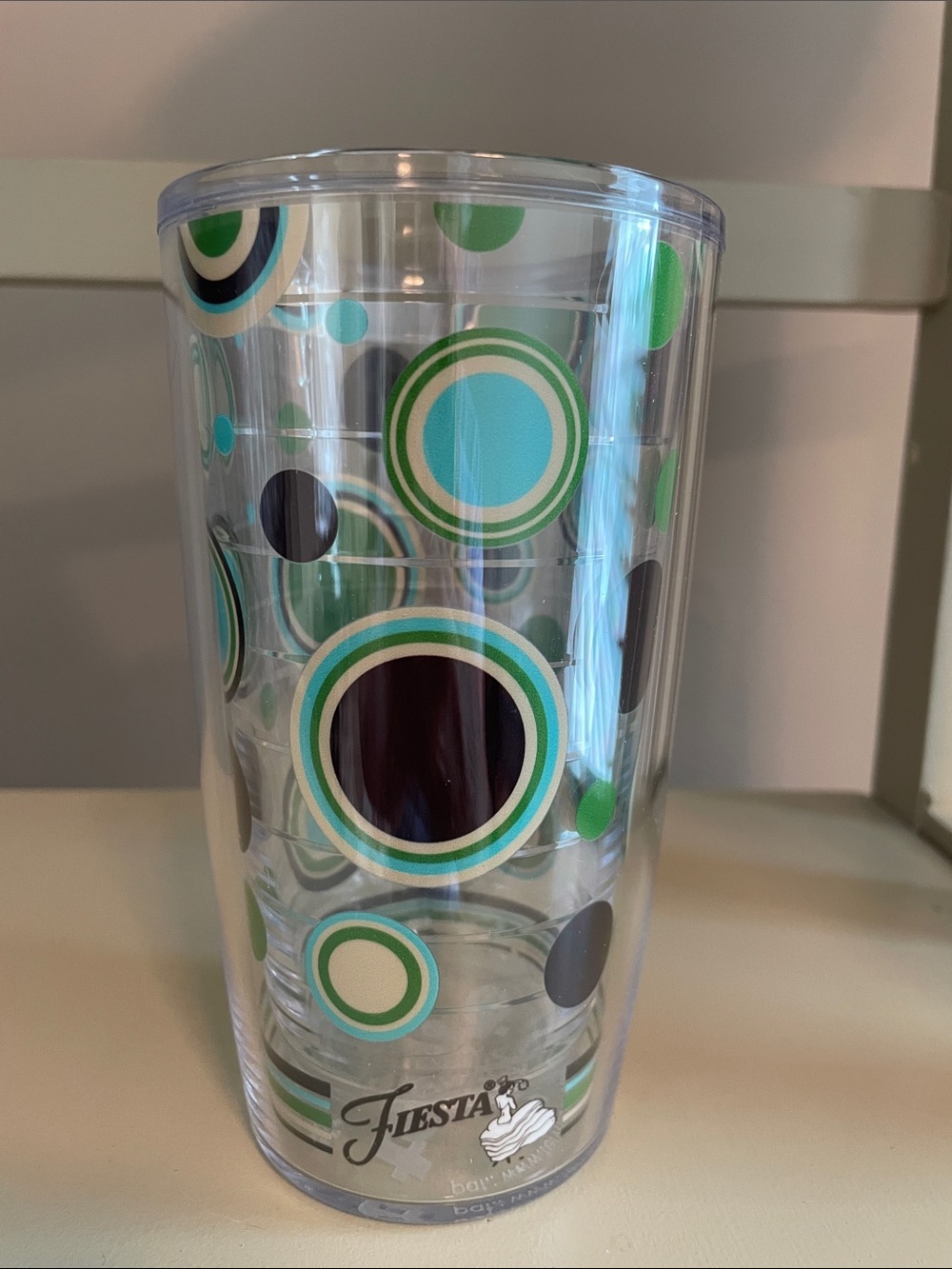Tervis Tumbler 16 oz Fiesta themed with Green, Aqua and Black Circle Design NEW